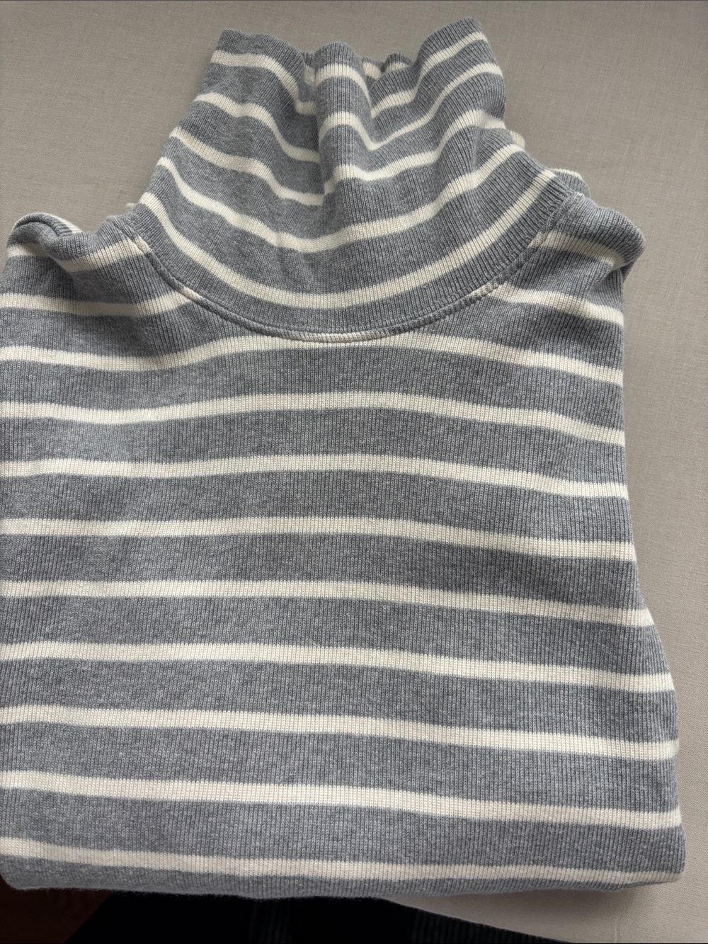 Vintage LL Bean Sailor Striped Turtleneck in Light Gray and White